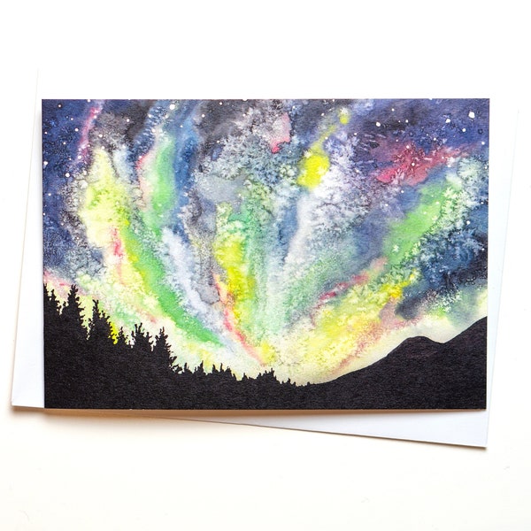 Aurora Borealis Watercolour Card