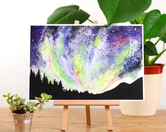 Aurora Borealis Watercolour Art Print