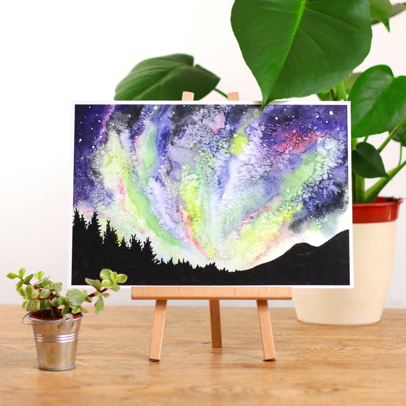 Aurora Borealis Watercolour Art Print image 1