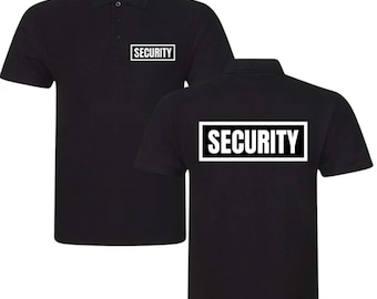 Black Polo Shirt Printed SECURITY Front And Back 5 Size Options