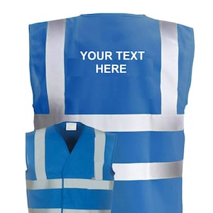Personalized Yoko Royal Blue Hi Visibilty Viz Vest 6 Sizes