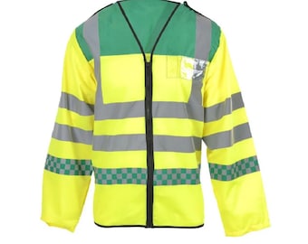 Hi Visibility Sleeved Paramedic Reflective Vest Jacket with ID Pouches 5 Sizes