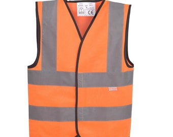 Orange Child Reflective hi Visibility Vest Waistcoat Available in 3 Sizes 3-11 Years