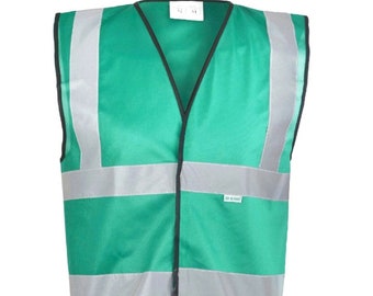 Bottle Green Safety Reflective Hi Visibility Vest, 6 Sizes, Riding, Hen Nights etc6