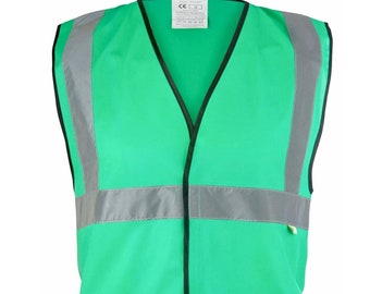 Paramedic Green Safety Reflective Hi Visibility Vest, 6 Sizes, Riding, Hen Nights etc