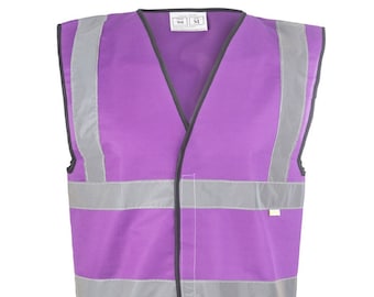 Purple Safety Reflective Hi Visibility Vest, 6 Sizes, Riding, Hen Nights etc6