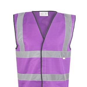 Personalised Purple Safety Reflective Hi Visibility Vest, 6 Sizes, Riding, Hen Nights etc6