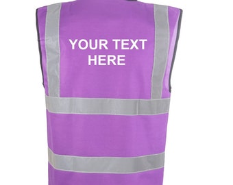 Personalized Purple Safety Reflective Hi Visibility Vest, 6 Sizes, Riding, Hen Nights etc6