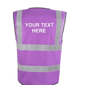 Personalized Purple Safety Reflective Hi Visibility Vest, 6 Sizes, Riding, Hen Nights etc6 image 1