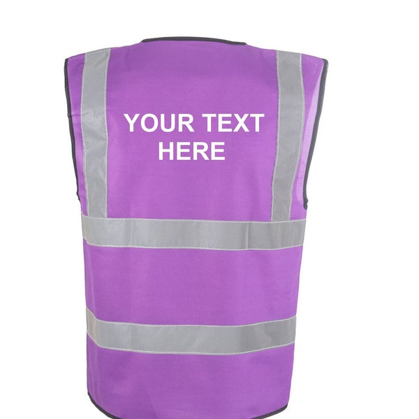 Personalized Purple Safety Reflective Hi Visibility Vest, 6 Sizes, Riding, Hen Nights etc6