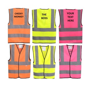 Gilets réfléchissants haute visibilité personnalisés pour enfants, jaune, orange ou rose, 3 tailles
