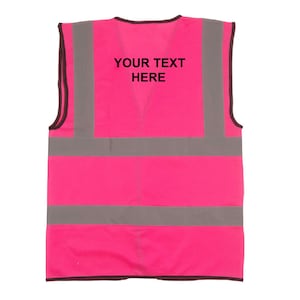 Personalized Hot Pink Safety Reflective Hi Visibility Vest, 6 Sizes, Riding, Hen Nights etc6