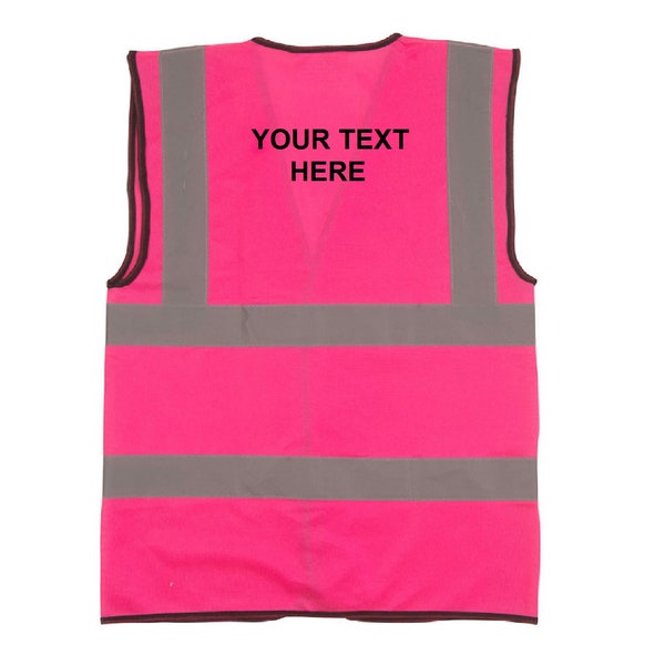 Personalized Hot Pink Safety Reflective Hi Visibility Vest, 6 Sizes, Riding, Hen Nights etc6