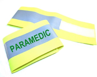 XL Hi Visibility Reflective Yellow Armband Printed PARAMEDIC 18" x 4"