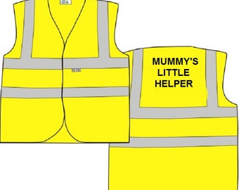 Child Yellow Vests Printed "MUMMY'S  LITTLE HELPER" Reflective Waistcoat Hi Visibility