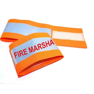 Printed &quot;FIRE MARSHALL&quot; Reflective Armbands Wide Reflective Sports Safety Hi Visibility Walking ID  Orange or Yellow