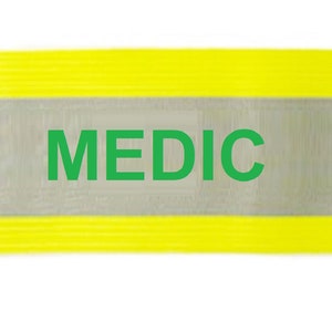 XL Hi Visibility Reflective Yellow Armband Printed MEDIC 18 x 4 image 3