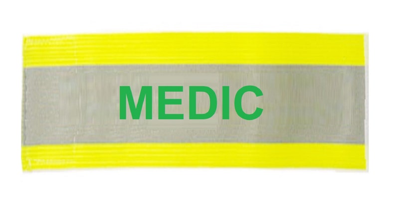 XL Hi Visibility Reflective Yellow Armband Printed MEDIC 18 x 4 image 3