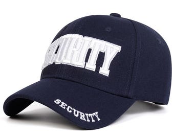 Black Baseball Cap Embroidered SECURITY on the Peak and on the Front