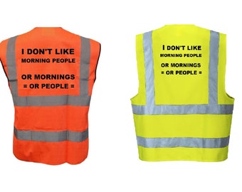 Printed Hi Visibility Reflective Vest in Orange or Yellow 7 Sizes