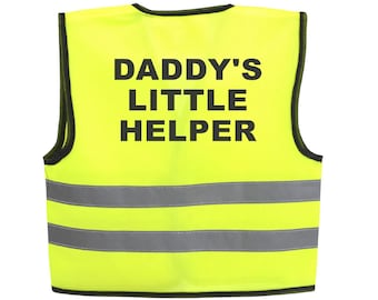 Baby Yellow or Pink Vests Printed "DADDY'S LITTLE HELPER" Reflective Waistcoat Hi Visibility  Safety