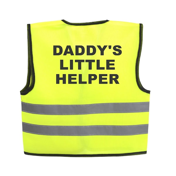 Baby Yellow or Pink Vests Printed "DADDY'S LITTLE HELPER" Reflective Waistcoat Hi Visibility  Safety