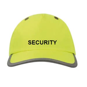Black Baseball Cap: Reflective SECURITY Print, Adjustable Fit