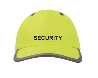 Black Baseball Cap: Reflective SECURITY Print, Adjustable Fit