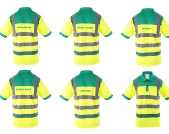 Paramedic Poloshirt Printed 6 Sizes Printed on The Rear in Green