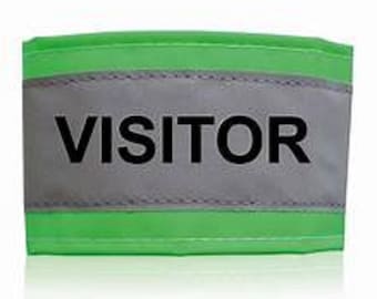 XL Hi Visibility Reflective Green  Armband Printed  VISITOR 18" x 4"