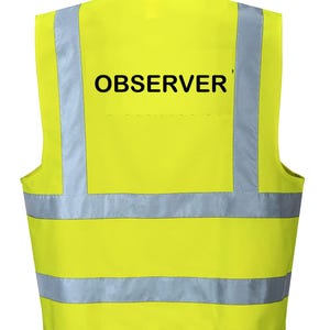 Reflective Hi Visibility Hi Viz Vest 6 Sizes 7 Colours Printed OBSERVER