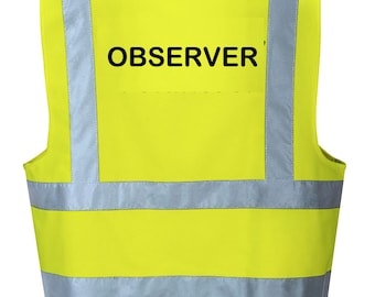 Reflective Hi Visibility Hi Viz Vest 6 Sizes 7 Colours Printed OBSERVER