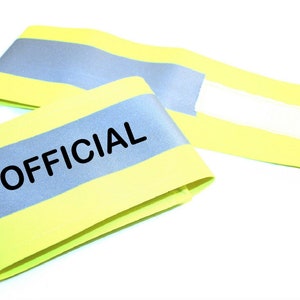 Printed &quot;OFFICIAL&quot; Reflective Armbands Wide Reflective Sports Safety Hi Visibility Walking ID  Yellow