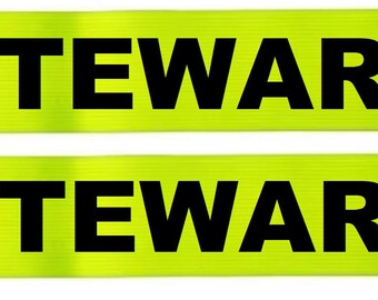 A Pair of of Yellow Armbands Printed STEWARD 17" x 1 3/4" Hook and Loop Closure