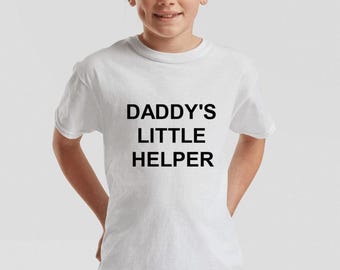 Personalised Kids Childs T-Shirts White and Pink  Daddy's  Little Helper 3 Sizes