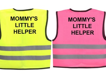 Mommy's Little Helper Baby Hi Visibility Vest Waistcoat Pink or Yellow 3 Sizes 0-24 months