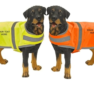 Personalised Yoko Hi Visibility Reflective Dog Coat Hi Viz 11 Colours and 3 Sizes