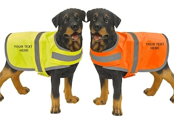 Personalised Yoko Hi Visibility Reflective Dog Coat Hi Viz 11 Colours and 3 Sizes