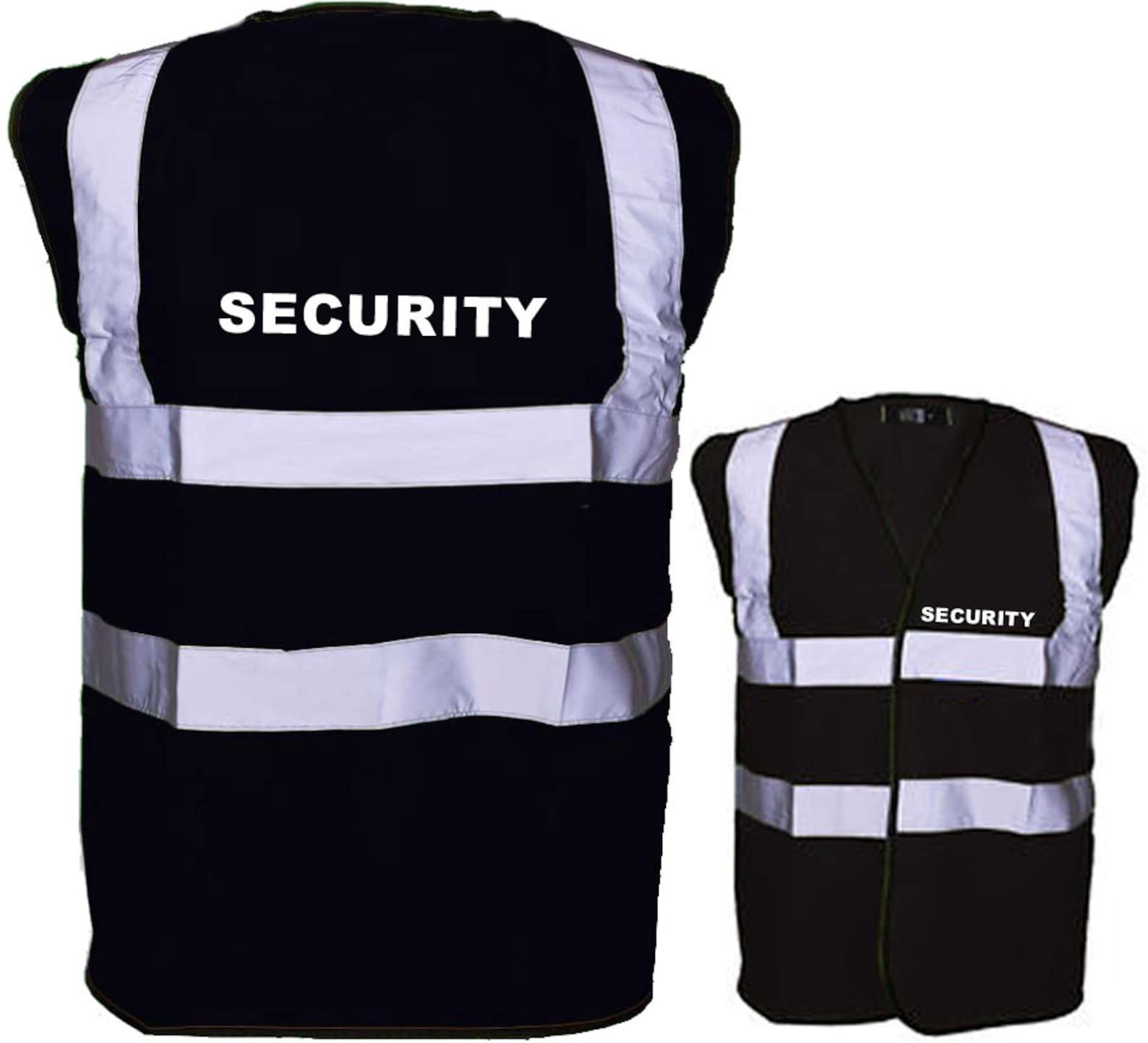 Black Security Hi-visibility Vest: Reflective Safety Wear - Etsy