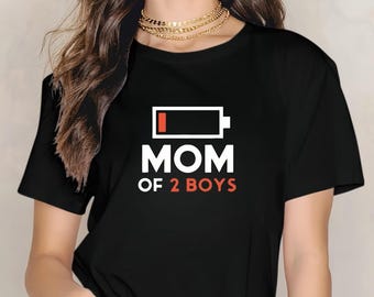 Black Woman,s T-Shirts With Logo I'm Mom of two Boys  6 Sizes