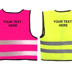 Baby Personalised Reflective Hi Visibility Vests In Yellow or Pink 3 Sizes