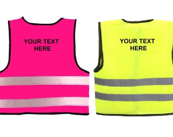 Baby Printed Reflective Hi Visibility Vests In Yellow or Pink 3 Sizes