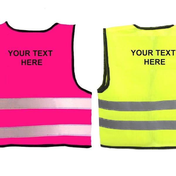 Baby Personalised Reflective Hi Visibility Vests In Yellow or Pink 3 Sizes