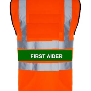 Orange Executive Hi Visibility Vest 3 Text Options and 5 Sizes