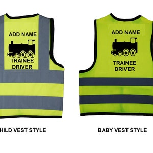 Baby and Child Hi Visibility Reflective Vests printed Trainee Driver Yellow, Pink or Orange 6 Sizes
