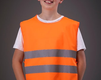 Child Hi Vis Visibility Tabard Bib Reflective Safety Orange or Yellow