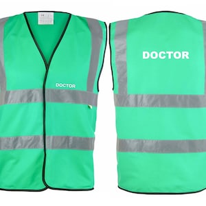 Paramedic Green Hi Visibility Vests Printed with Medical Logos 6 Sizes