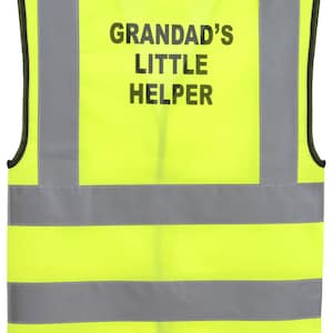 Child Yellow Vests Printed GRANDAD'S LITTLE HELPER Reflective Waistcoat Hi Visibility image 2