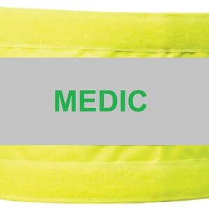 XL Hi Visibility Reflective Yellow Armband Printed MEDIC 18 x 4 image 2