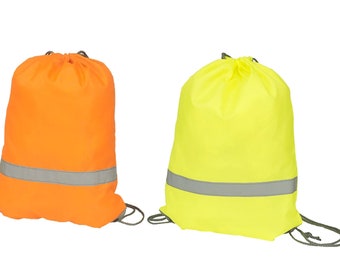 Yoko Hi Visibility Reflective Draw String Bag in Orange or Yellow